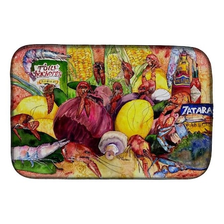 Carolines Treasures Carolines Treasures 8698DDM Crawfish With Spices & Corn Dish Drying Mat 8698DDM